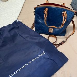 Dooney & Bourke Navy Ostrich Small Heidi Satchel